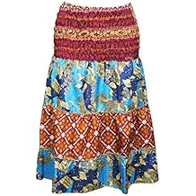 Womens Skirt Tube Boho Dresses Unique Printed Upcycled Sari