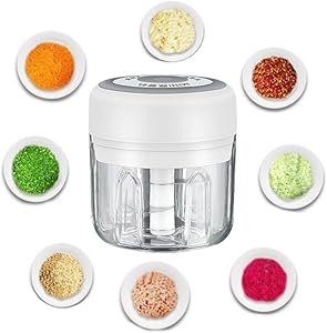 Electric Mini Garlic Chopper Slicer,Mini Chopper Masher Onion Dicer,Handheld Portable USB Garlic Mincer Small Food Processor Pepper Chili Vegetable Nuts Meat Grinder,Baby Food Blender(250ml)