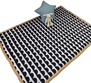 IHEARTYOU Thick Baby Crawling Cushion Non-Slip Fresh Style Toddlers Mat Kids Play Mat Kids' Room Rug Activity Floor Carpet, Black White