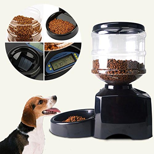 Automatic Feeder, Large Automatic Cat Feeder Programmable Timer Food Station Dispenser Container Large Automatic Cat Feeder Electric Pet Dry Food Container with LCD Display for Dogs Cats