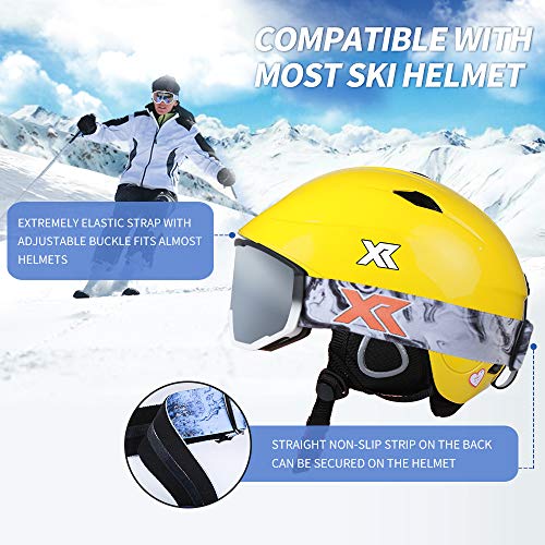 XR Ski Snowboard Goggles Anti-Fog UV Protection HD Cylinder Lens Over Glasses Non-Slip Strip Snow Goggles for Men&Women (Silver) - Thumbnail 6