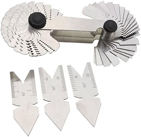 PROMMON Screw Thread Pitch Cutting Gauge Tool Set Centre Gage 55° Inch System &amp; 60° Metric System Pack Of 4Pcs