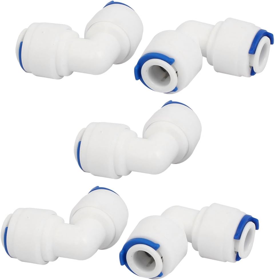 Sourcingmap 1/4-inch Elbow Push Fit Quick Connect 5pcs for RO Water System Drinking Fountain, Blue, Klein