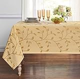 Luxurious Heavy Weight Madison Leaf Embroidered Fabric Tablecloth by GoodGram - Assorted Colors (Gold, 54 in. x 102 in. Rectangle (8-10 Chairs))