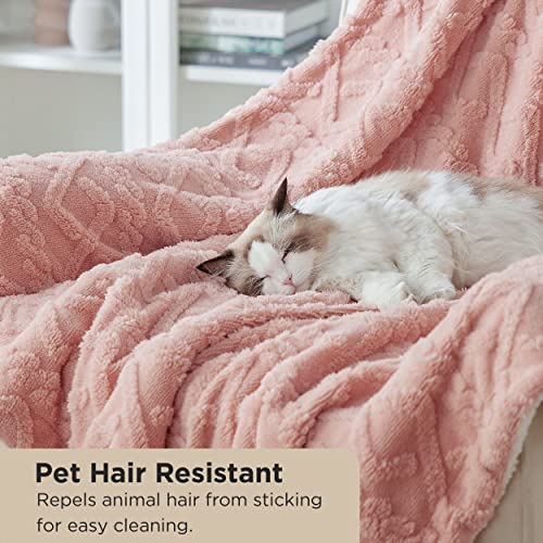 Bedsure Sherpa Throw Blanket for Couch Sofa - Fuzzy Soft Cozy Blanket for Bed, Fleece Thick Warm Blanket for Winter, Dusty Pink, 50x60 Inches