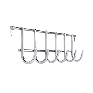 Meded Stainless Steel Wall/Door Mounted Hook Rail (4,6 & 8 Hooks) for Kitchen, Bathroom and Wardrobe Hanging