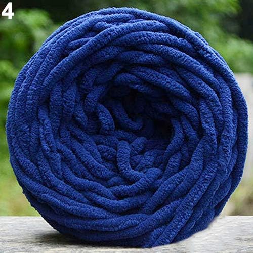 periwinkLuQ Soft Chunky Towelling Knitting Wool Scarf Yarn, 17 Pure Colours to Choose Dark Blue 100g