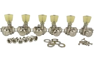 Kluson Revolution Diecast Tuners - 3 Per Side - Pearloid Keystone Button, Locking Nickel