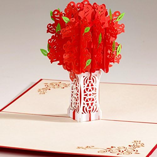 Romantic, Unique & Funny 3D love pop up greeting card & Envelope from PopKard. Surprise with a rose bouquet for Anniversary, Birthday, New Year, Mother’s Day, Father’s Day, Friendship & Thank you Note