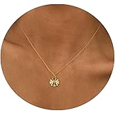 ASCOMY Dainty Gold Necklace for Women Diamond Birthstone Necklaces 14K Gold Plated Birth Flower Necklace Emerald Birthstone Blue Green Cubic Zirconia Pendant Necklace Birthday Jewelry Gifts for Women