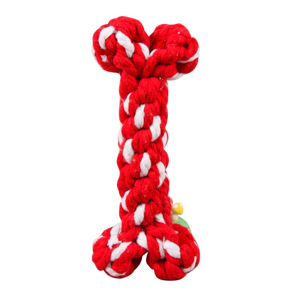 POPETPOP Pet Dog Toy Weaving Chewable Rope Shaped Toys Cotton Knot Toys for Molar Tooth Cleaning and Training 1pc (Random Color)