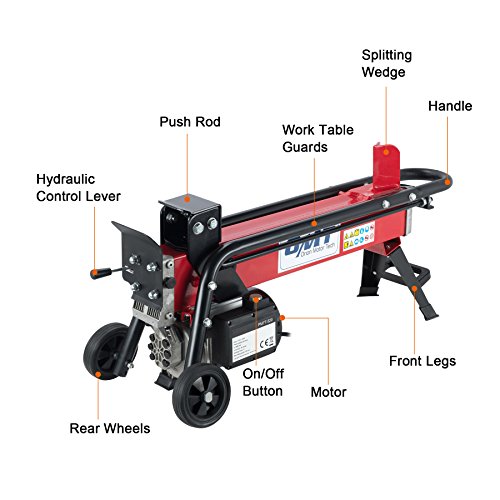 OrionMotorTech 2200W 7-Ton Electric Log Splitter, Powerful 2 HP Kindling Firewood Cutter with Mobile Wheels - Thumbnail 4
