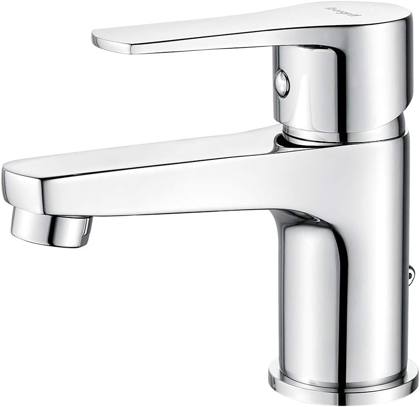 Ibergrif Bathroom Basin Taps, Sink Taps Mixers Chrome, Brass, Hot& Cold Single Handle Control, M11057, Silver, 7.0 cm*16.0 cm*12.0 cm