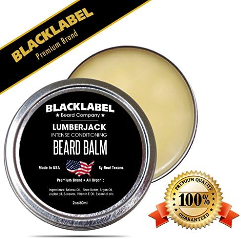 Blacklabel Beard Company Premium Beard Balm Handmade in USA Lumberjack Scented Leave-In Conditioner for Beard Moustache &amp; Face 100% Natural &amp; Organic, Exclusively Made by Texans 2 fl. oz