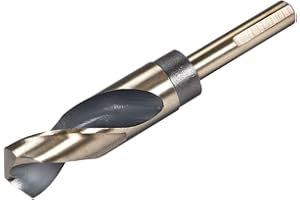 uxcell Reduced Shank Twist Drill Bits 25mm Black Nitride & Gold Titanium Coated High Speed Steel 4341 with 12.7mm (1/2") Shan