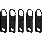 Black Metal Zipper Pulls 5 Pack Durable Replacement Zipper Tabs for Luggage Backpacks Jackets Suitcases Bags - Easy-to-Use Zipper Repair Fixer Stylish and Reliable Design for Everyday Use and Travel