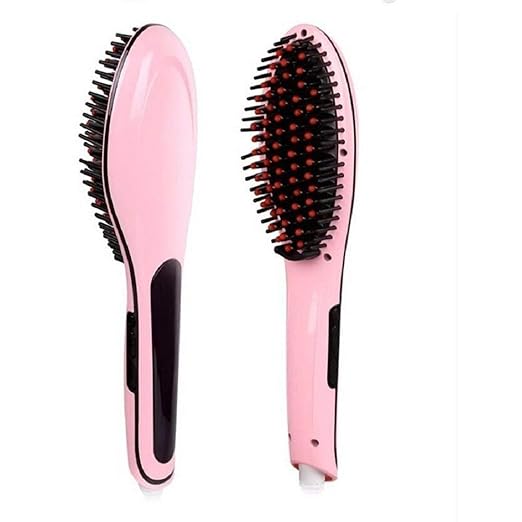 Diximo 3 In 1 Ceramic Hair Straightener Styling Brush with Temperature (Multicolor)