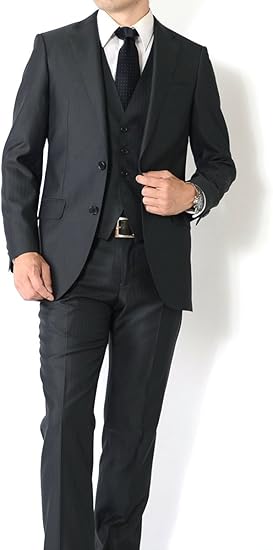 Amazon Co Jp アウトレットファクトリー Outlet Factory 3ピーススーツ メンズスーツ 微光沢素材 スリムモデルスーツ 2ツボタンビジネススーツ Ab5 服 ファッション小物