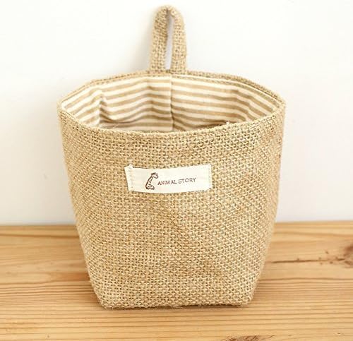 YEDAYS Essentials Mini Linen Cotton Storage Basket Woven Basket Collapsible Convenient Storage Bin for Door Keys Small Stuff (B2))