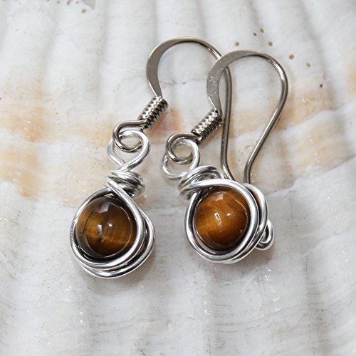 Semi Precious Tiger Eye Drop Earrings - Casual Wear Jewelry