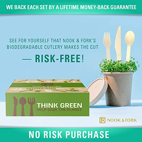 Woodland Premium Disposable Wooden Cutlery Biodegradable Utensils Set