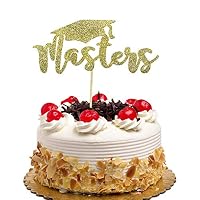 Gold Masters Cake Topper - Glitter Congrats Grad Party Decors - Class of 2019 Graduation with Graduate Cap Party Decorations