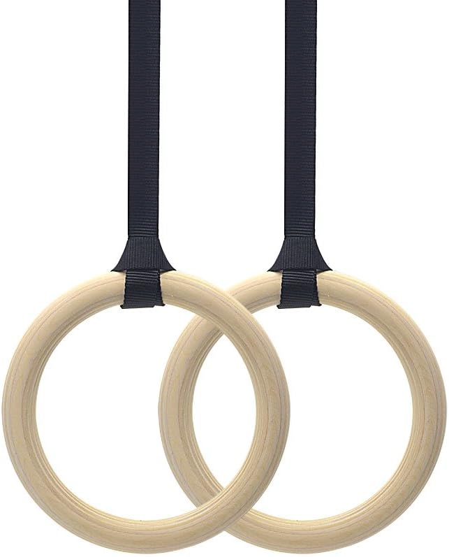 EVERGD Pair of Wooden Gymnastic Olympic Gym Adjustable Rings Hoops For Crossfit Strength Workout Training Pull Ups - Image 5