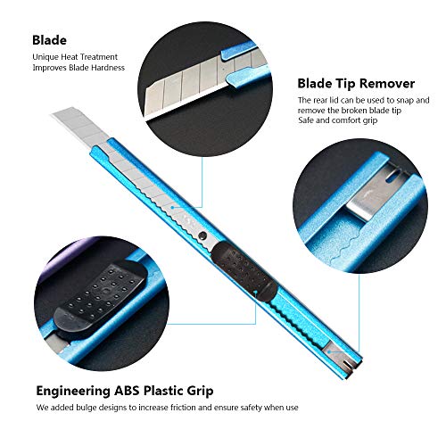 Deli Retractable Box Cutters, 4 Utility Knife and Extra 10 Blade Refills, Sharp Cartons