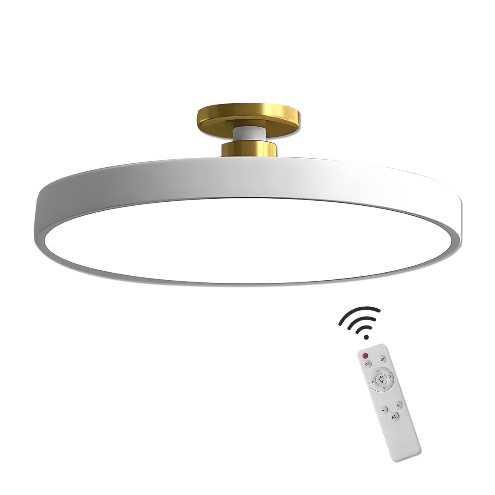 ZRBBRE Dimmable LED Ceiling Light with Remote Control,Minimalist Flush Mount Ceiling Lamp, Living Room Bedroom and Kitchen Ceiling Light Fixture (White, 30CM 18W)