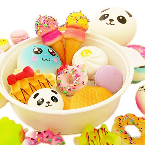 R.FLOWER 10PCS Random Jumbo Soft Squishy Cream Scented Slow Rising Kawaii Simulation Bread Children Toy Medium Mini Squishies Cake/Panda/Bread/Buns Phone Straps - Thumbnail 7