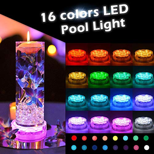 Candywe Submersible Led Lights, 4 Pack Submersible Lights Waterproof Remote Controlled RGB Changing Waterproof Lights for Pond Pool Fountain Aquarium Vase Hot Tub Bathtub Event Party and Home Decor - Thumbnail 2