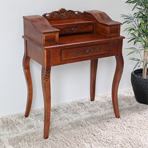 International Caravan Hand Carved Wood Victorian Telephone Table