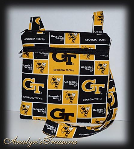 Georgia Tech Quilted Crossbody Bag, Double Zippered Bag, Hipster Bag, Travel Bag, Passport Bag, Crossbody Purse, Hipster Purse, Quilted Bag, Or Choose Other Theme