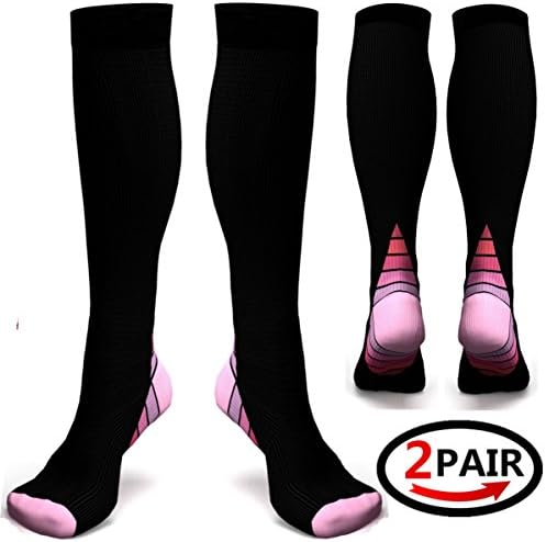 （2 pairs）Compression Socks / Stockings for Men &Women, Better Blood Circulation, Prevent Blood Clots, Boost Stamina,Circulation, Reduced Fatigue,Speed Up Recovery BEST Graduated Athletic Fit Running