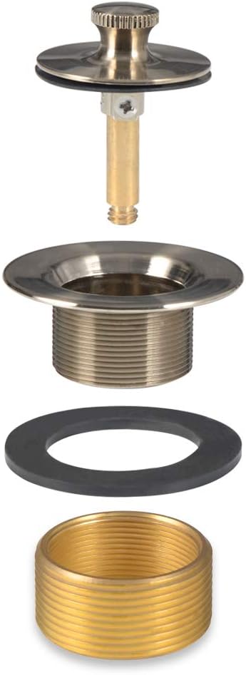 Conversion Kit Bathtub Tub Drain Assembly, Lift and Turn Tub Drain Kit, Brass Construction Easy Installation (Brushed Nickel) - - 
