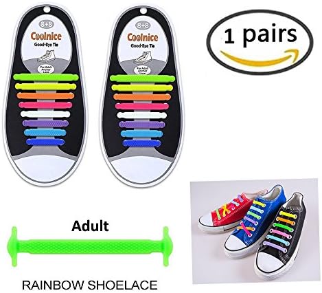 Dodoshares No Tie Shoelaces for Kids Adults，The Elastic Silicone No Tie Shoelaces Waterproof Athletic Running Shoe Laces with Multicolor for Sneaker Boots Board Shoes and Casual Shoes