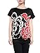 Allegra K Women Loose Fit Short Batwing Sleeve Flower Pattern Tunic Shirt, Red, Medium / US 10