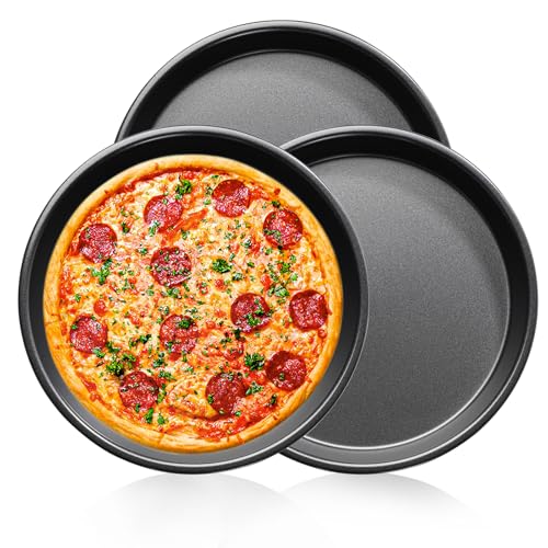 7 inch Pizza pan of 3 Stainless Steel Pizza Plates Non Stick Bakeware Sets Pizza Baking pans Set plates for making cuban pizza