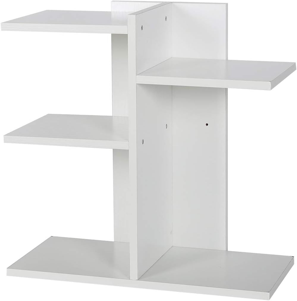 PAG Wood Desktop Shelf Small Bookshelf Assembled Countertop Bookcase Literature Holder Accessories Display Rack Office Supplies Desk Organizer, White: Furniture & Decor