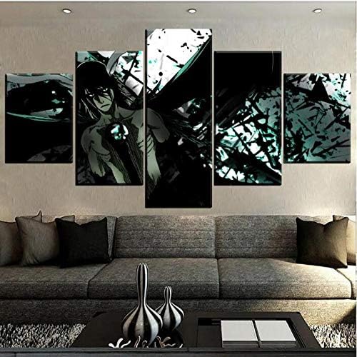 KPZNB Prints on Canvas 5 Panel Anime Bleach Ulquiorra Cifer Poster Modern Living Room Wall Art Home Decor Size C
