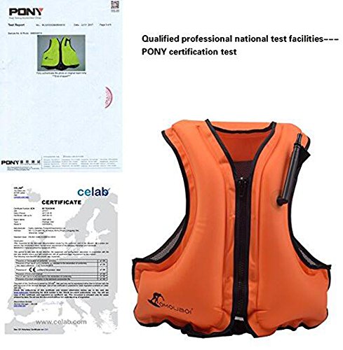 Kingswell Kids Inflatable Swim Vest Child Life Jacket Portable Buoyancy Safety Aid Vest For Swimming, Snorkeling, Diving-Orange