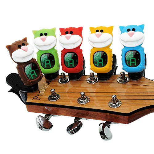 Guitar Tuner Clip-On with LCD Display for All String Instruments with Bass, Ukulele,Violin Accessories (cat-brown) - Thumbnail 5