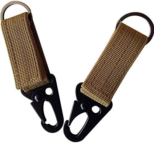 FODR 2PCS Nylon Belt Keychain, Gear Keeper Pouch, can be used as Key Chain, Key Ring Holder, Compatible with Molle Bags, perfect webbing attachment strap (Khaki)