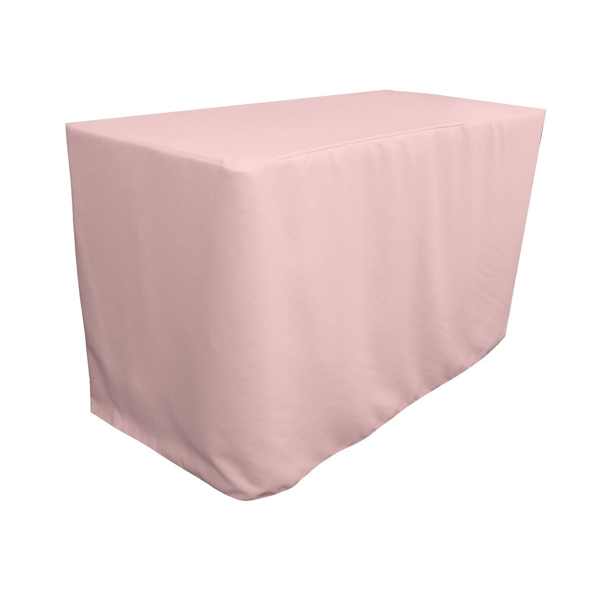 LA Linen Polyester Poplin Fitted Tablecloth 48 by 24 by 30-Inch, Light Pink, 122 x 61 x 0.2 cm