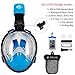 HELLOYEE Full Face Snorkel Mask for Adults Kids Panoramic View Snorkeling Mask Free Breathing Anti-Fog Anti-Leak Design with Detachable Camera Mount (Black-Blue, XS)