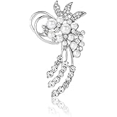 Flowers Rhinestones Imitation Pearl Brooch Pin for Women Lady Girls Elegant Dainty Floral Lapel Pins for Dresses Suit Bouquet Clothes Fashion Jewelry