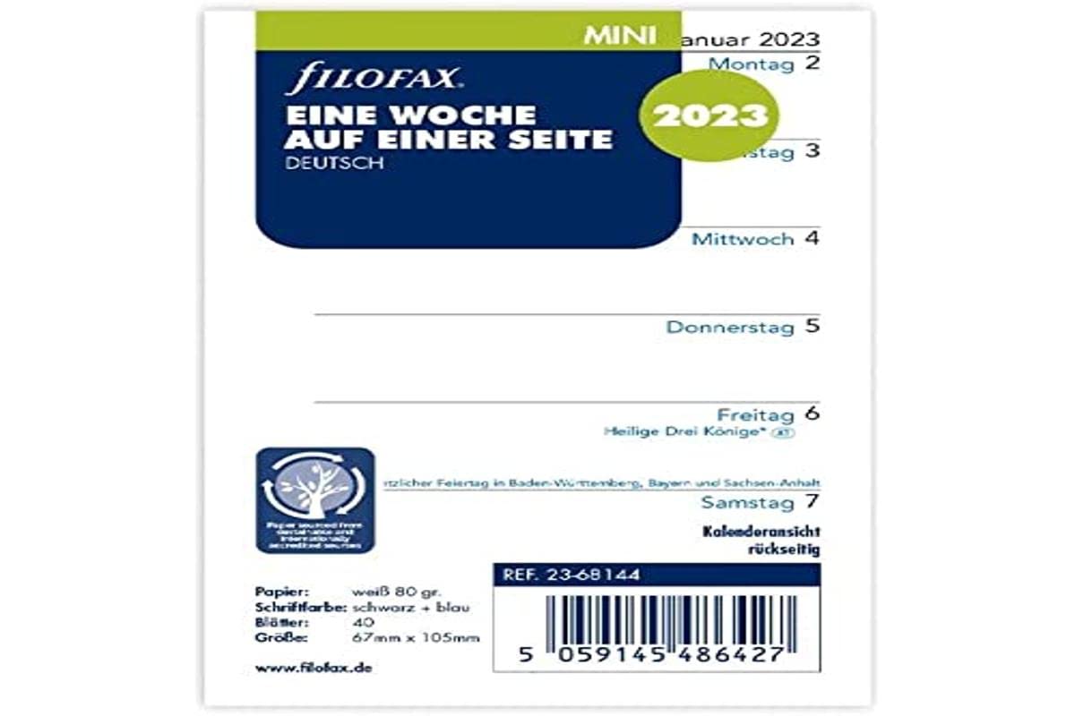 Filofax Mini 1 week on 1 page (German) 2023
