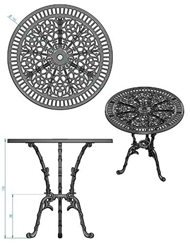 GICOR Tisch Gartentisch Balkontisch Terrassentisch Kaffeetisch rund Gusseisen 75 cm – Bild 5