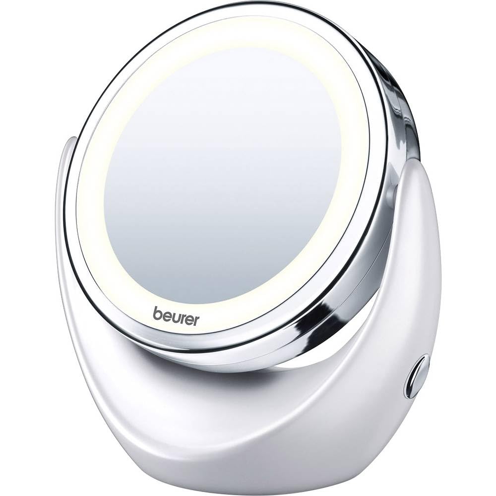 Beurer BS49 Illuminated Vanity Mirror, Rotatable Make-Up Mirror With Normal And 5x Magnification, Battery Operated LED Cosmetic Mirror, Ideal For Make-Up Or Shaving