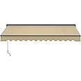 ALEKO 12x10 ft Motorized Retractable Patio Awning, Remote Control Electric Motor & Manual Crank, LED Lights, UV-Protected Fabric Canopy Shade for Deck, Backyard, Porch - Sand Beige